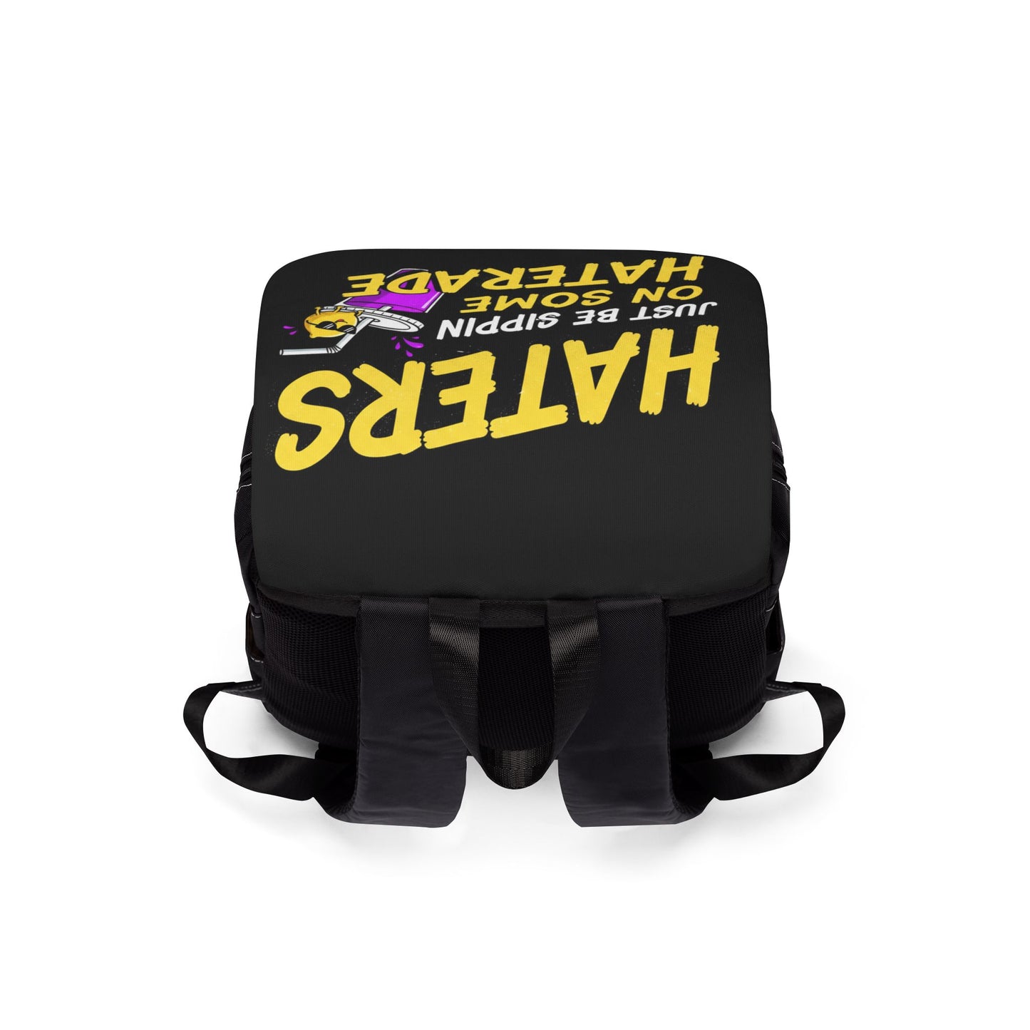 Haters Gonna Sip Backpack – Graphic Casual Shoulder Bag with 'Haters Just Be Sippin' on Some Haterade' Design