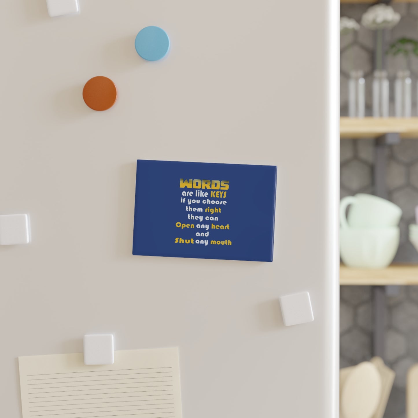Rectangle Magnet — "Words Are Like Keys" Inspirational Quote Design