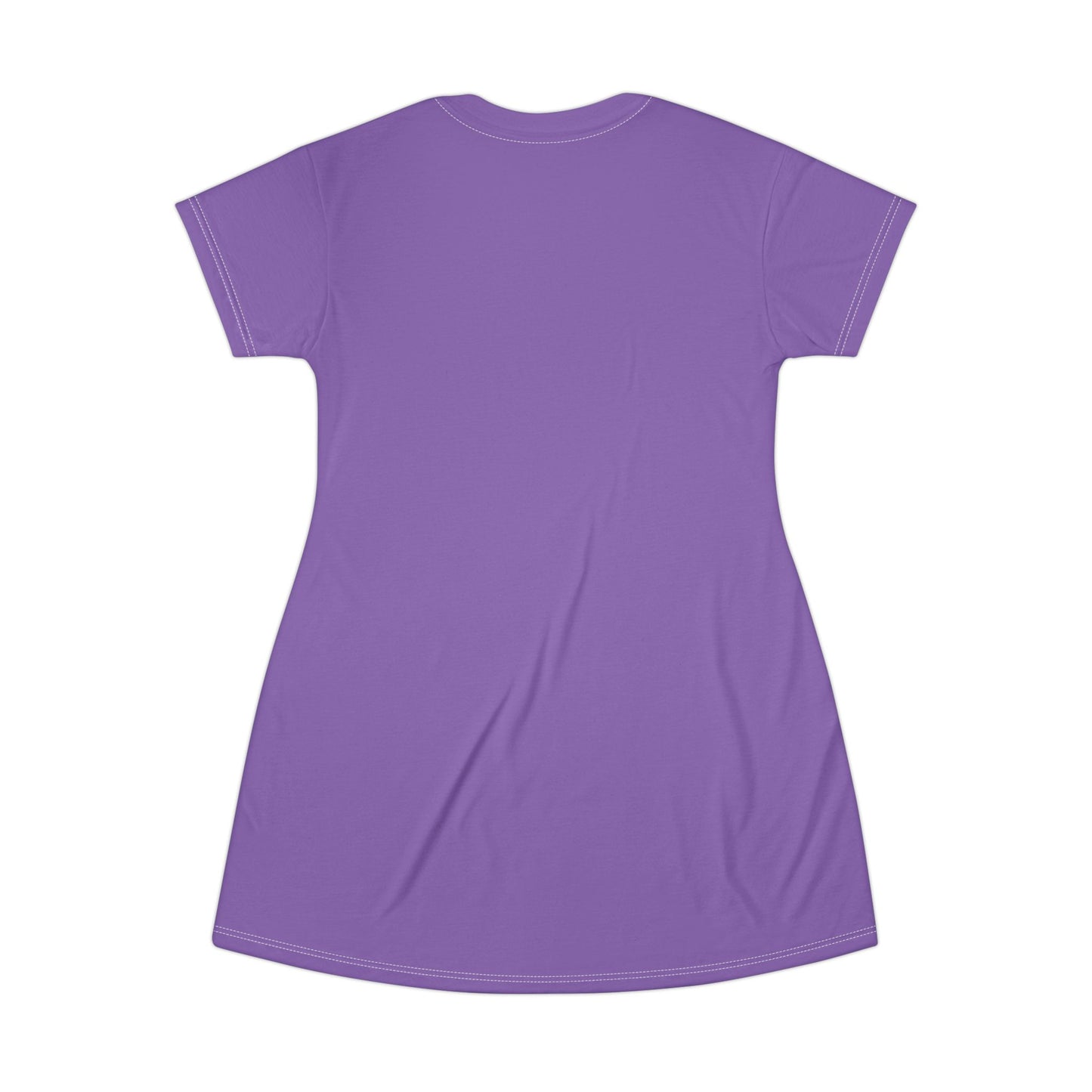 'Fight With Your Words Not Your Fist' Graphic T-Shirt Dress – Feminine Purple AOP Casual Dress for Peacemakers