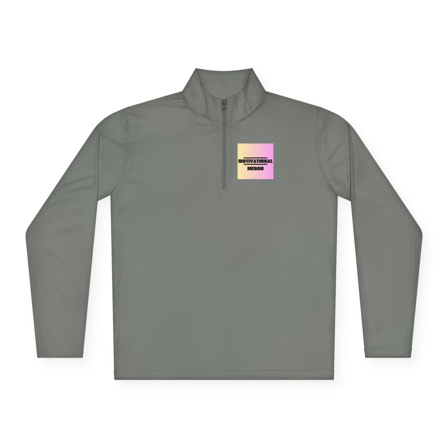 Quarter-Zip Pullover — Pastel Gradient 'Be Here Now' Chest Print