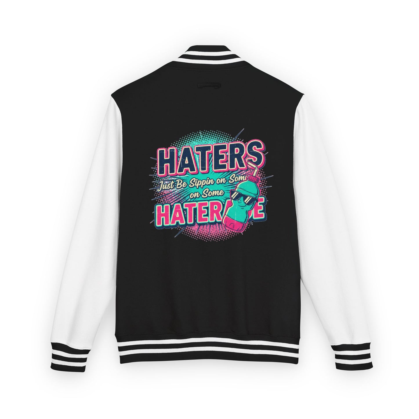 Letterman Jacket — Retro "HATERS" Graphic Varsity Jacket
