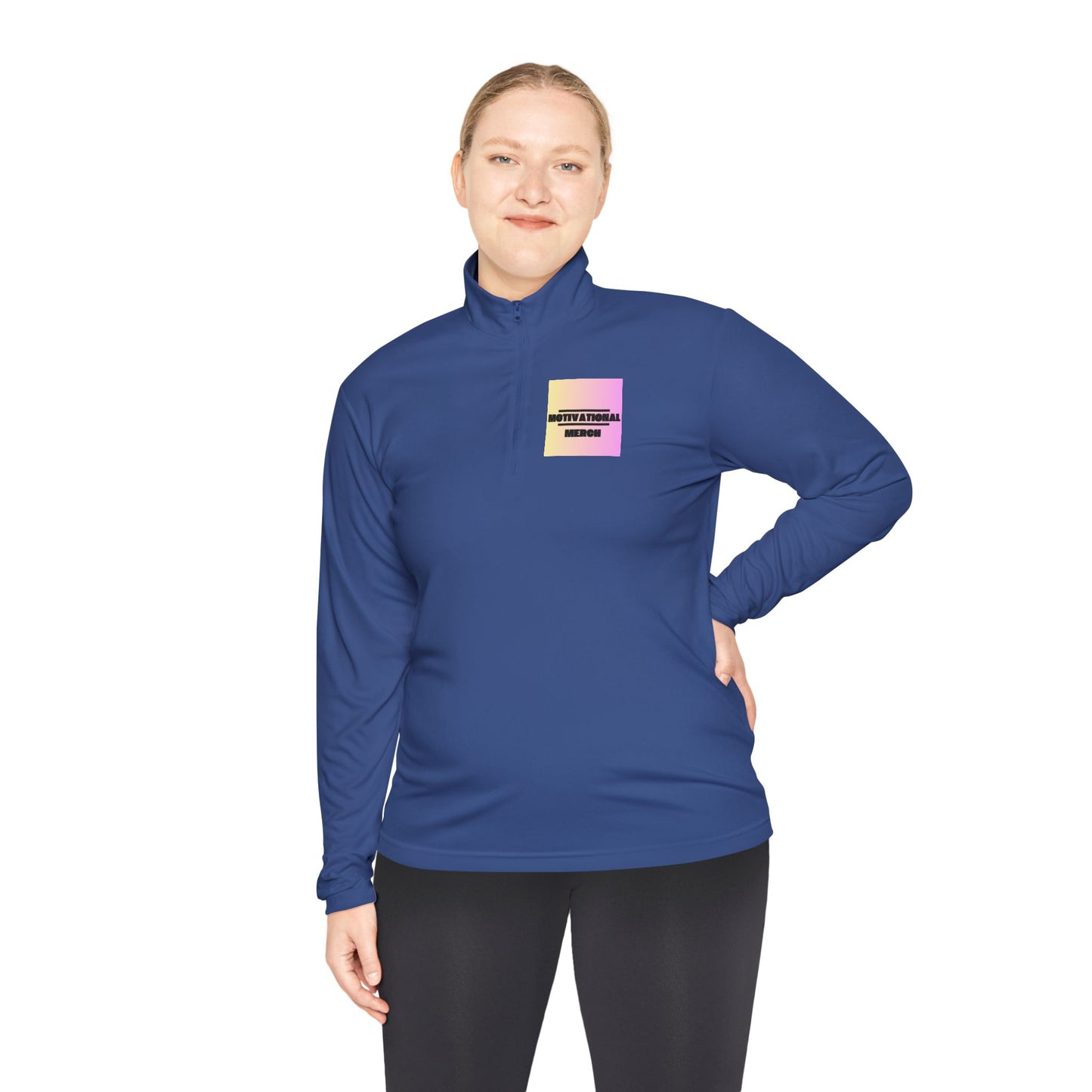 Quarter-Zip Pullover — Pastel Gradient 'Be Here Now' Chest Print