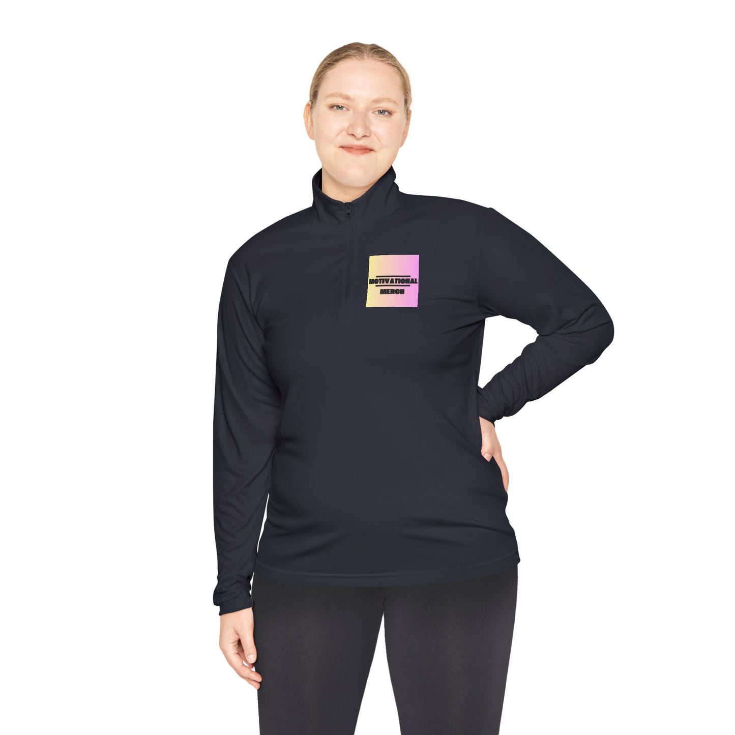 Quarter-Zip Pullover — Pastel Gradient 'Be Here Now' Chest Print