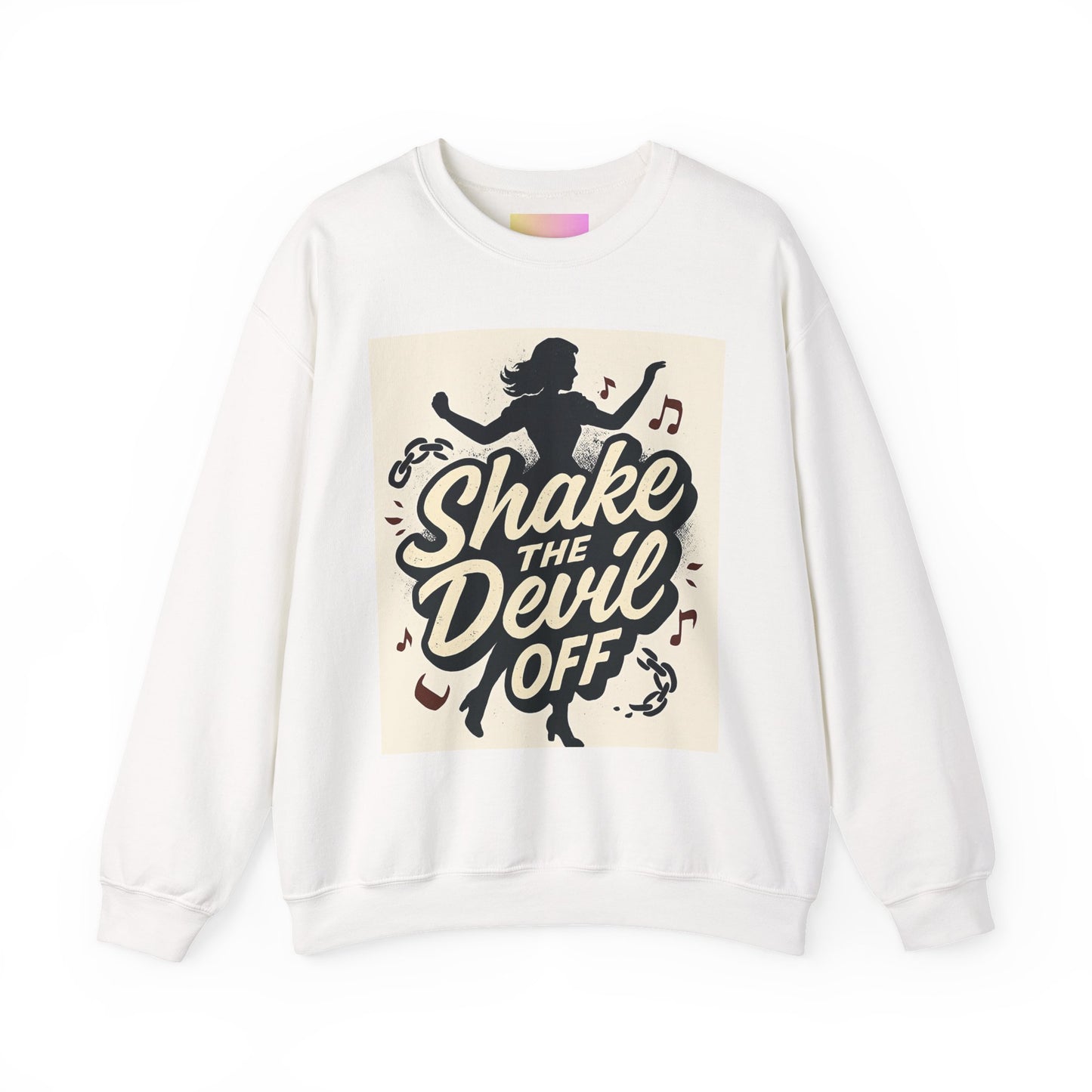 Crewneck Sweatshirt — "Shake the Devil Off" Retro Dance Graphic