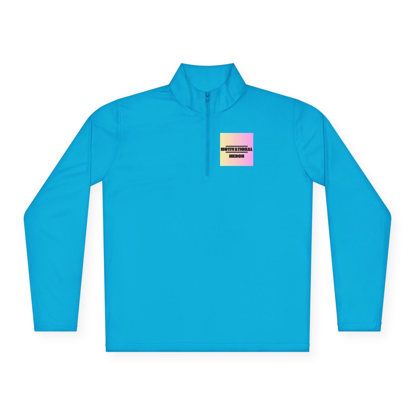 Quarter-Zip Pullover — Pastel Gradient 'Be Here Now' Chest Print
