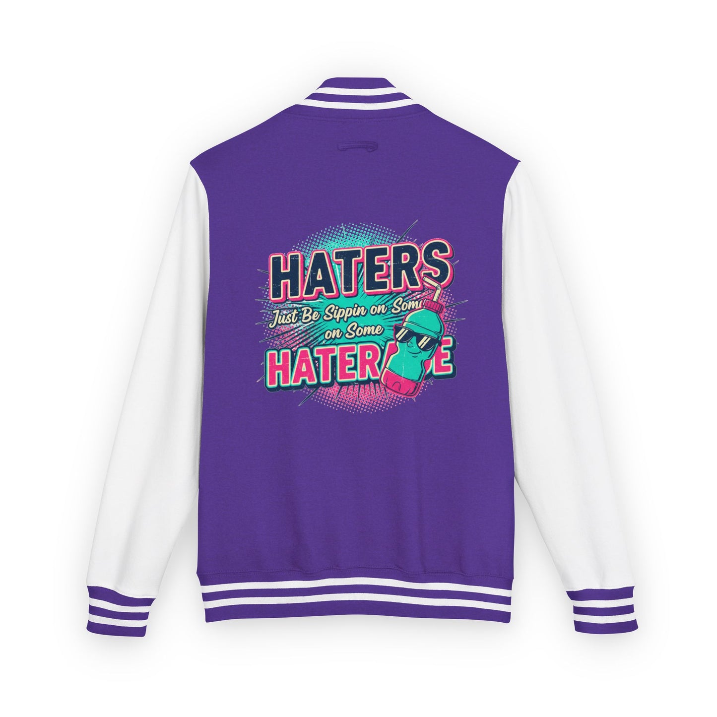 Letterman Jacket — Retro "HATERS" Graphic Varsity Jacket