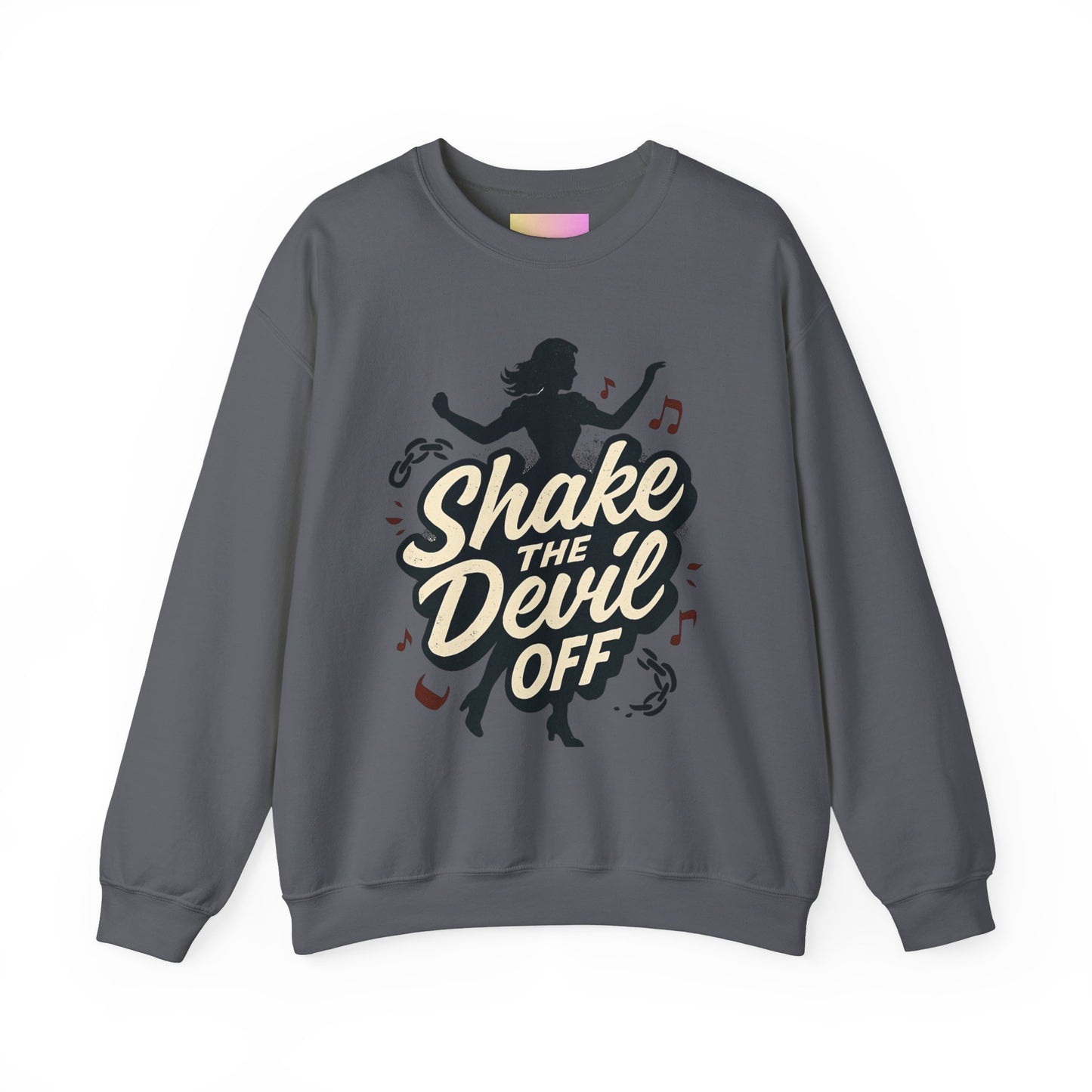 Crewneck Sweatshirt — "Shake the Devil Off" Retro Dance Graphic