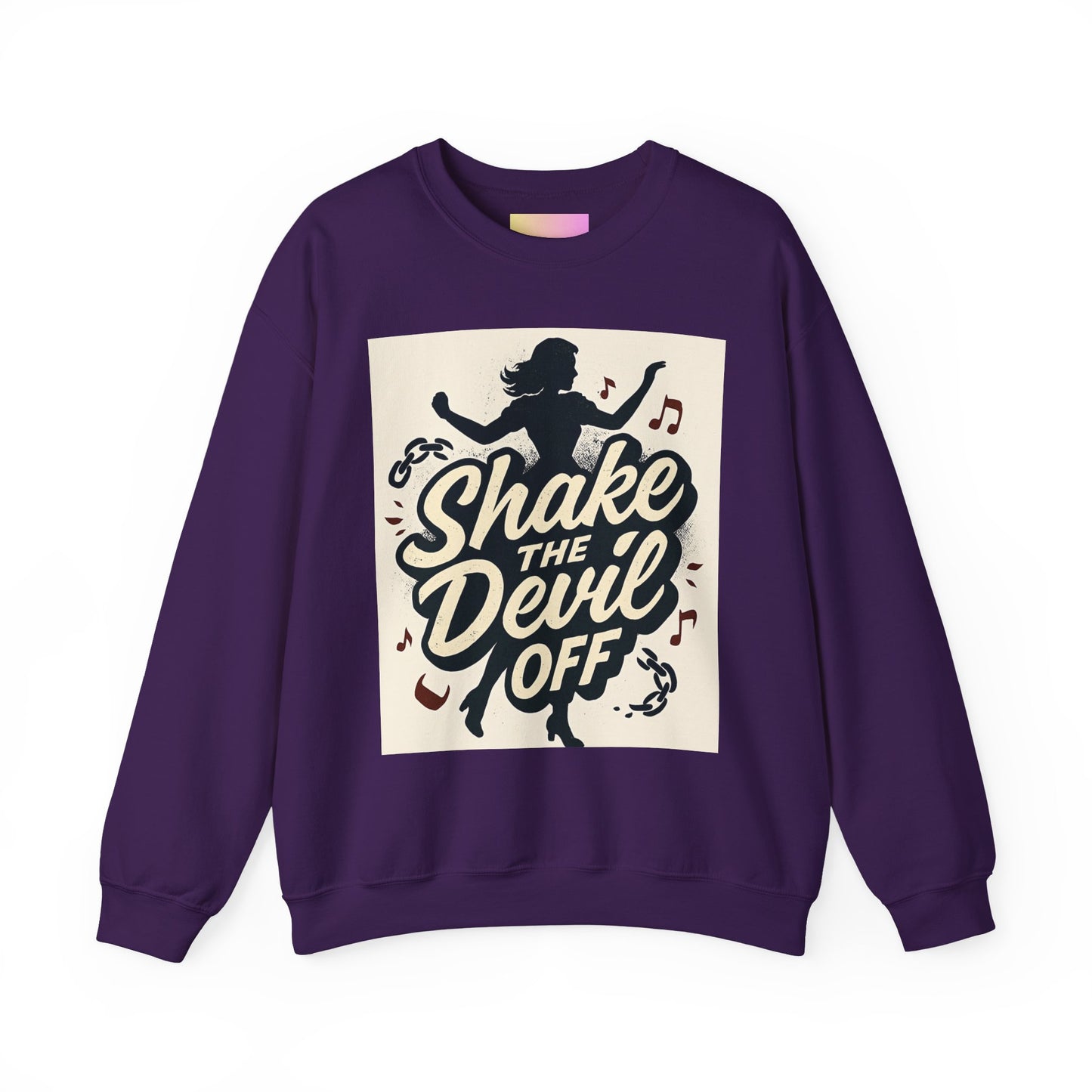 Crewneck Sweatshirt — "Shake the Devil Off" Retro Dance Graphic