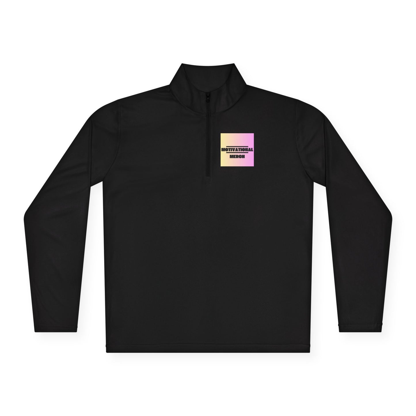 Quarter-Zip Pullover — Pastel Gradient 'Be Here Now' Chest Print