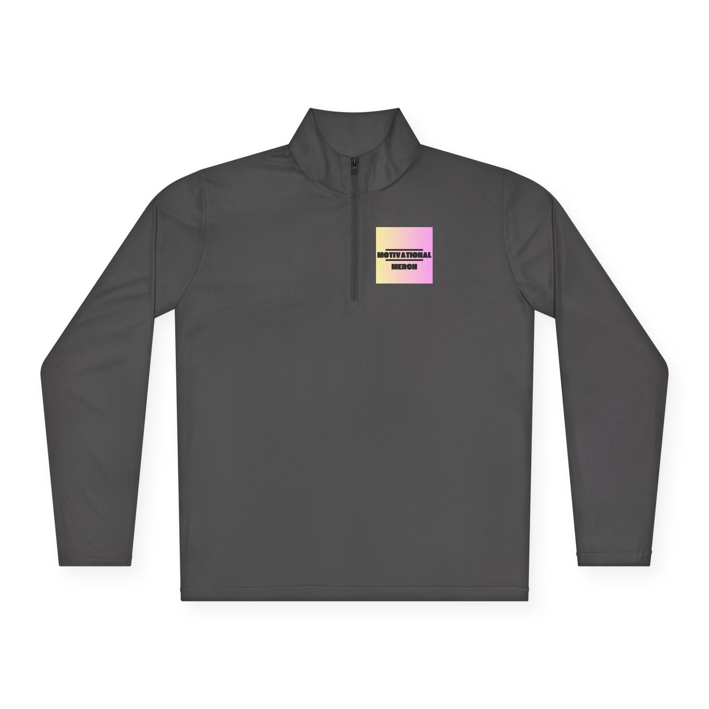 Quarter-Zip Pullover — Pastel Gradient 'Be Here Now' Chest Print