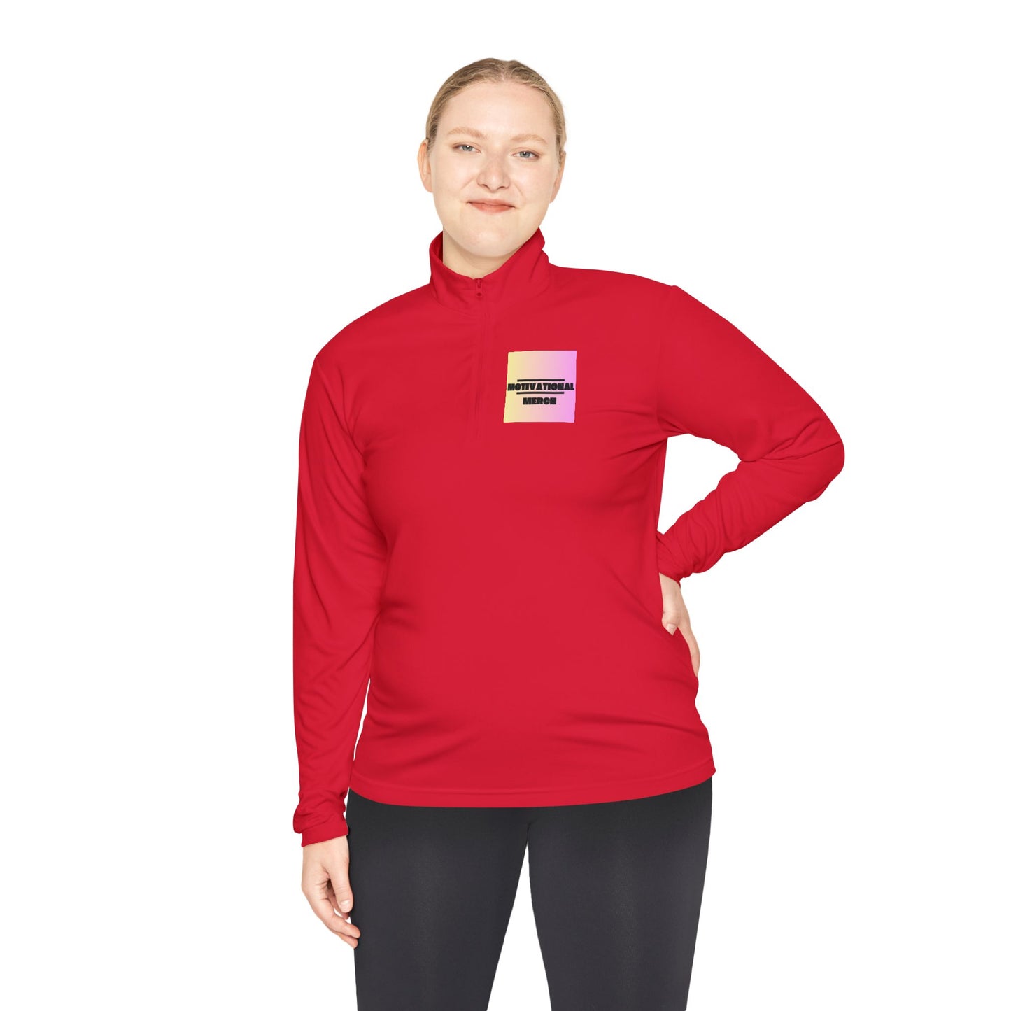 Quarter-Zip Pullover — Pastel Gradient 'Be Here Now' Chest Print