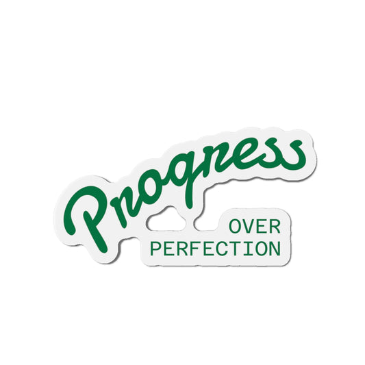 Progress Over Perfection Die-Cut Magnet, Inspirational Home Decor, Motivation Gift, Office Reminder, Fun Refrigerator Magnet