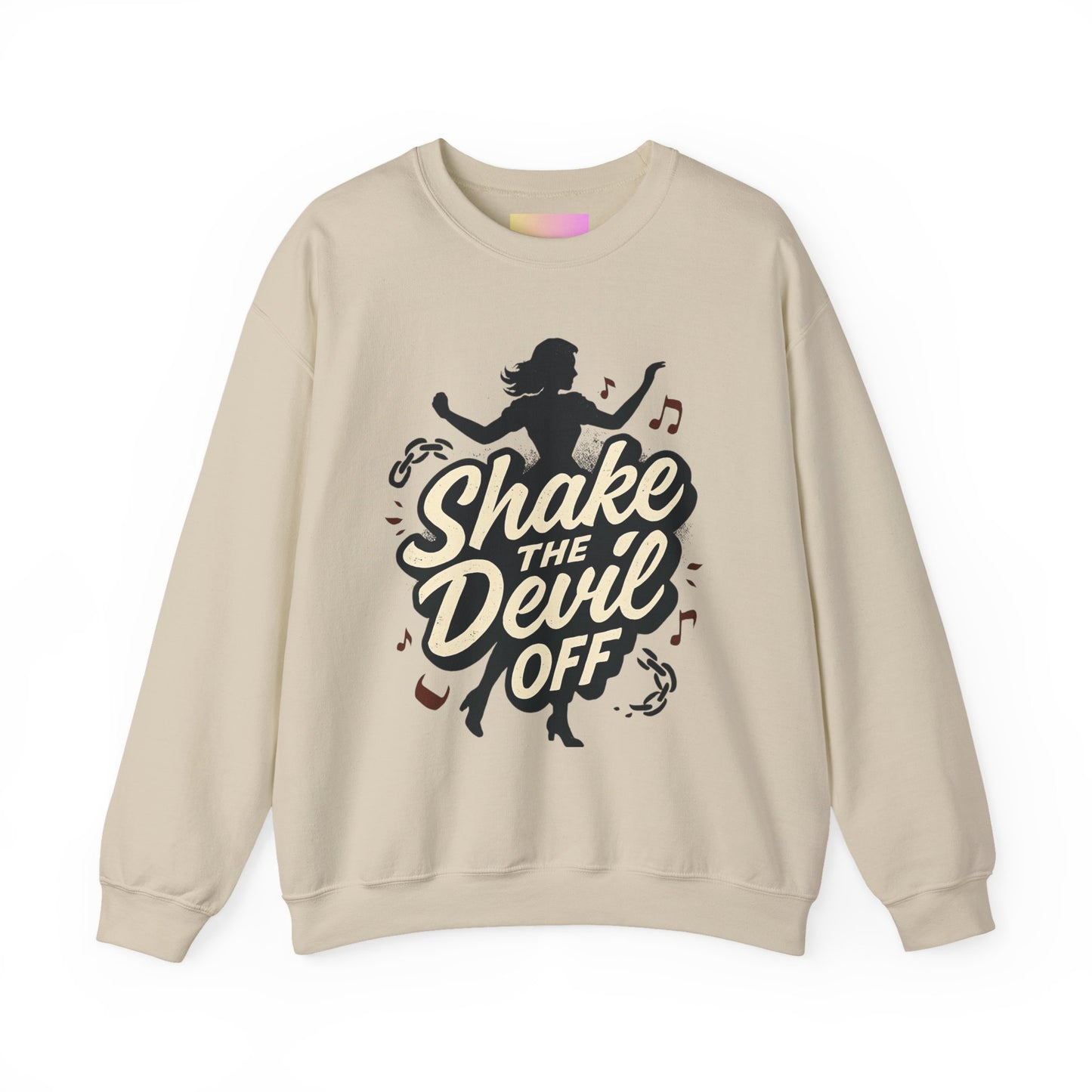 Crewneck Sweatshirt — "Shake the Devil Off" Retro Dance Graphic