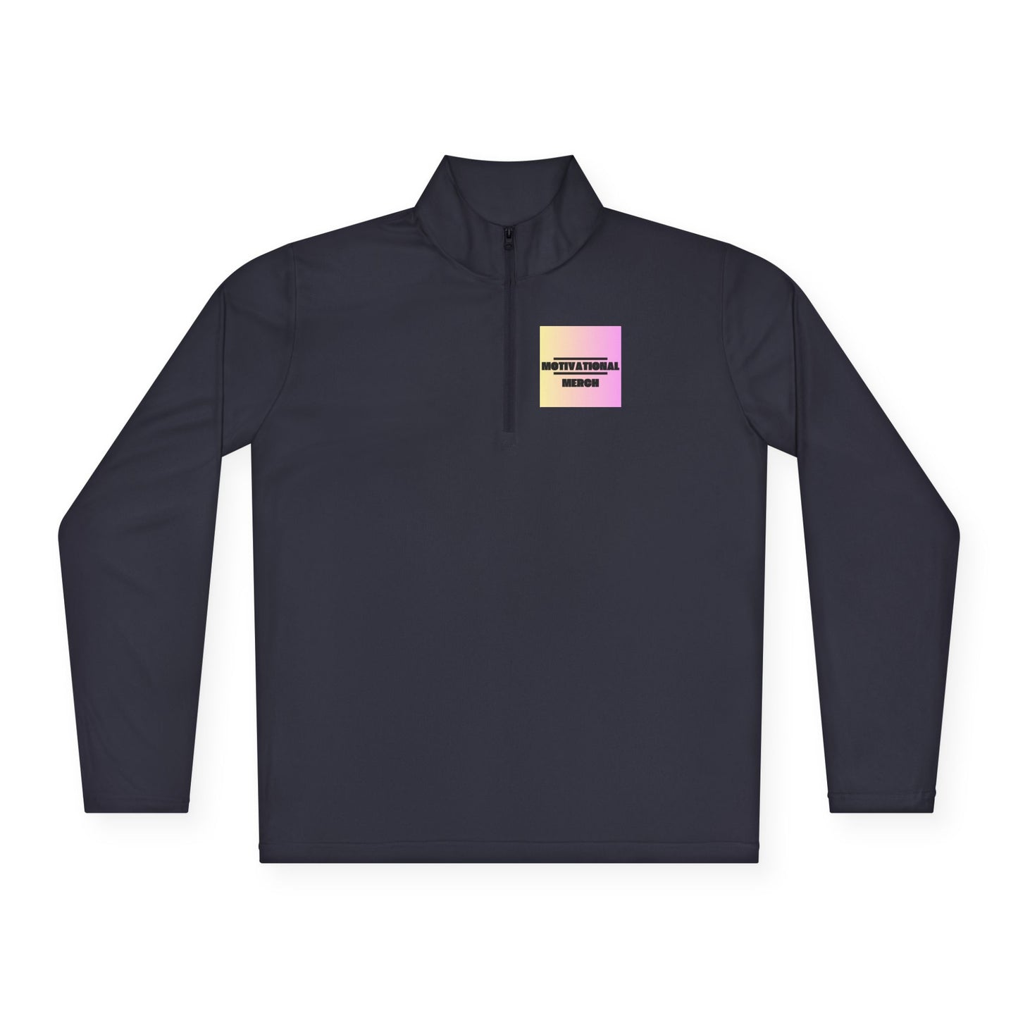 Quarter-Zip Pullover — Pastel Gradient 'Be Here Now' Chest Print