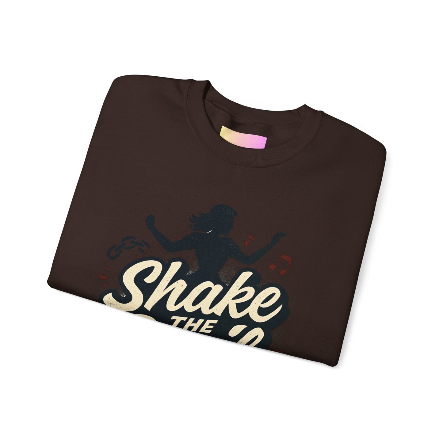 Crewneck Sweatshirt — "Shake the Devil Off" Retro Dance Graphic