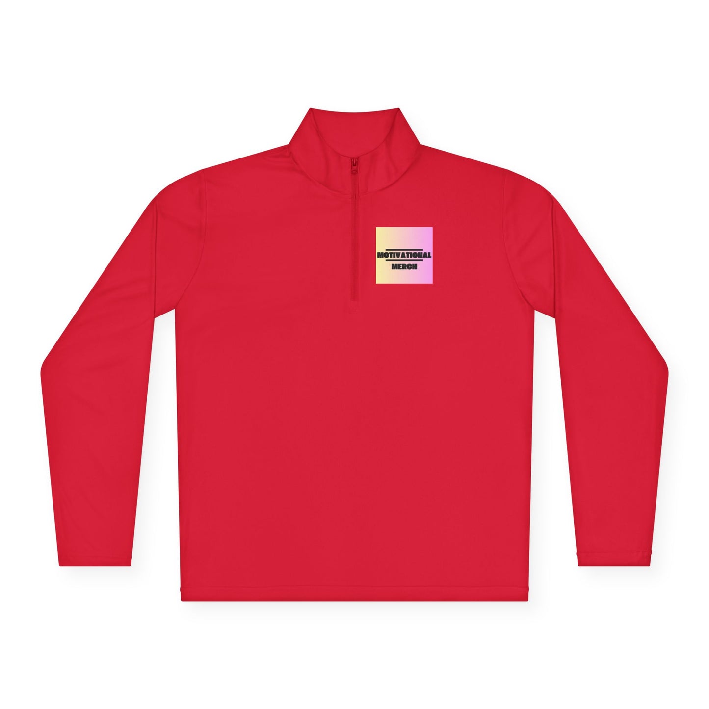 Quarter-Zip Pullover — Pastel Gradient 'Be Here Now' Chest Print