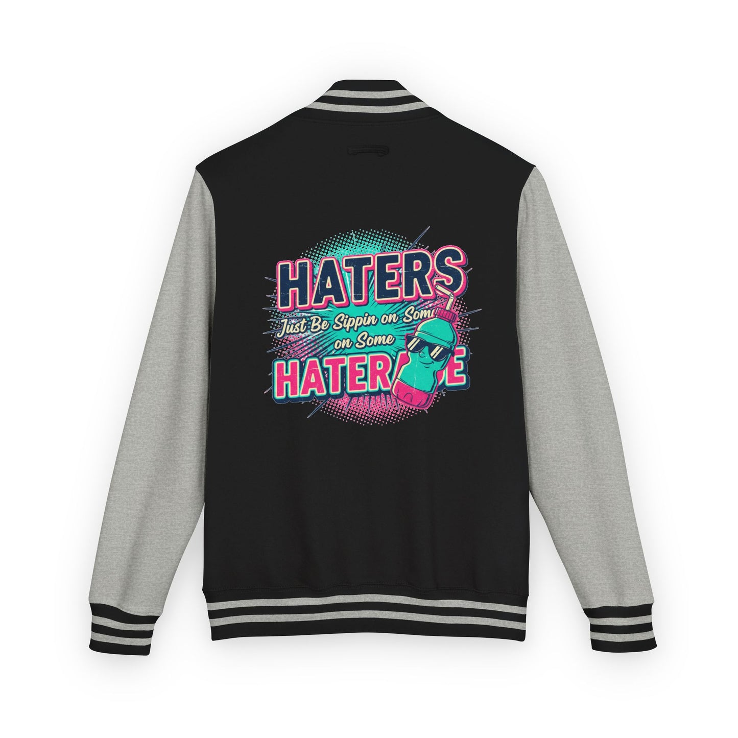 Letterman Jacket — Retro "HATERS" Graphic Varsity Jacket