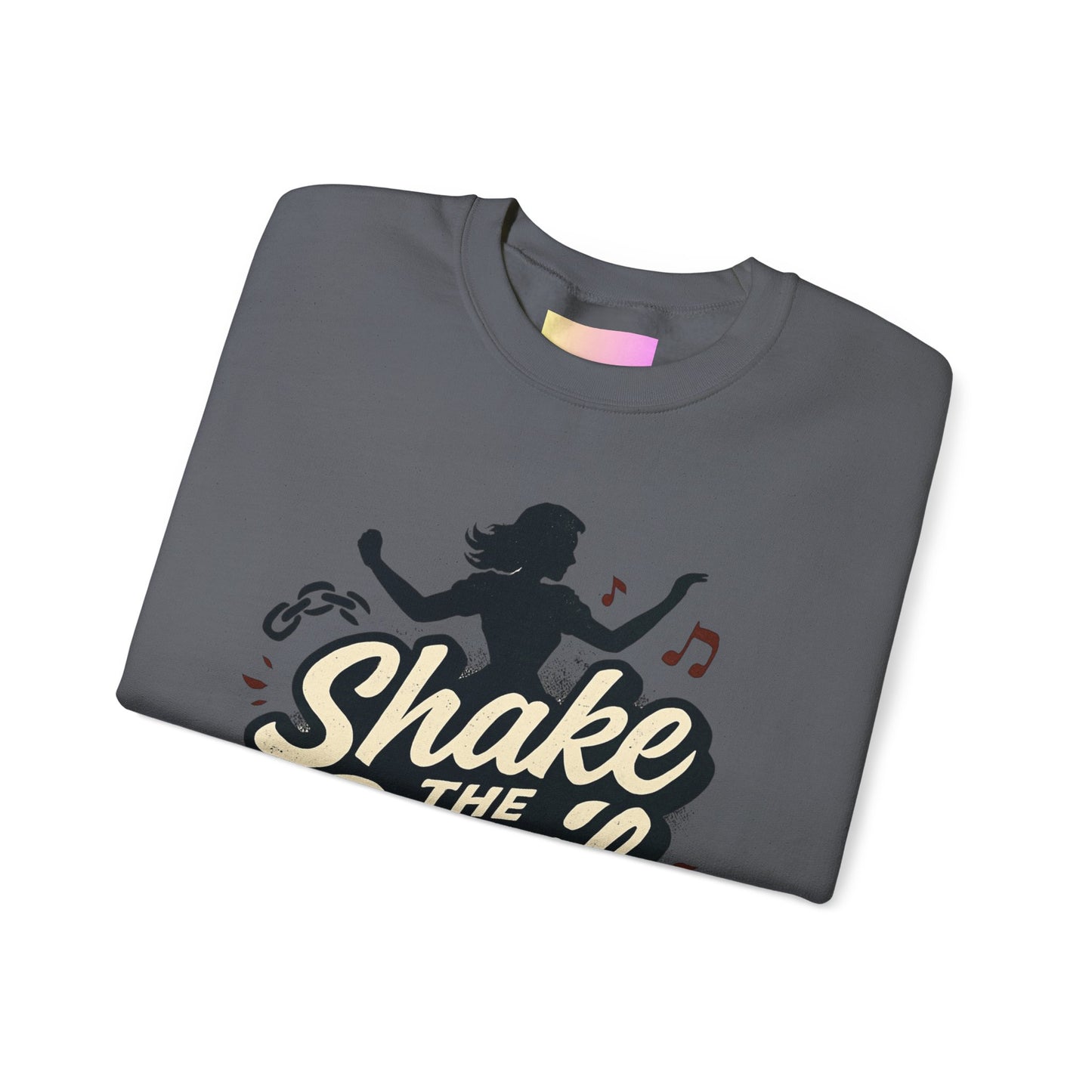 Crewneck Sweatshirt — "Shake the Devil Off" Retro Dance Graphic