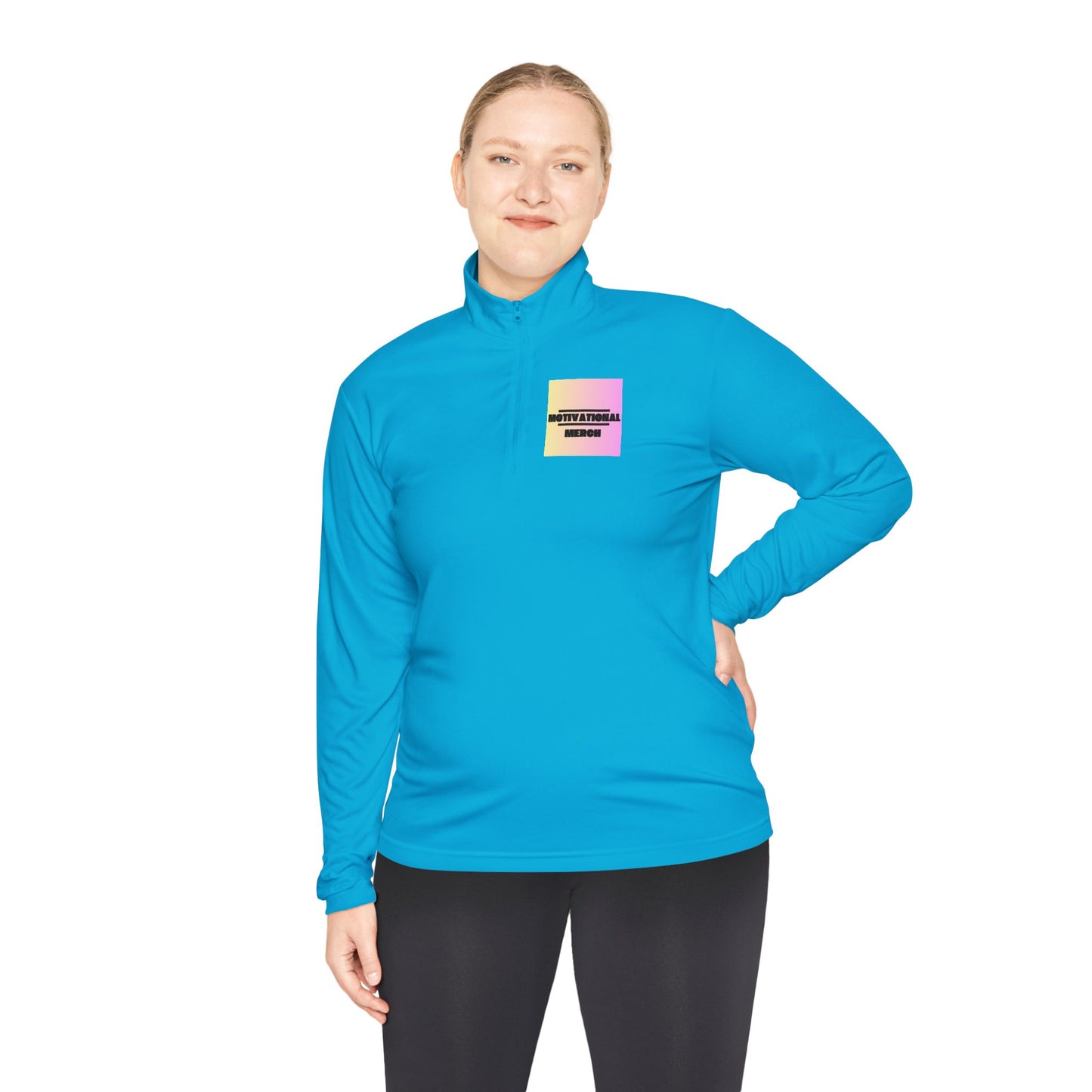 Quarter-Zip Pullover — Pastel Gradient 'Be Here Now' Chest Print