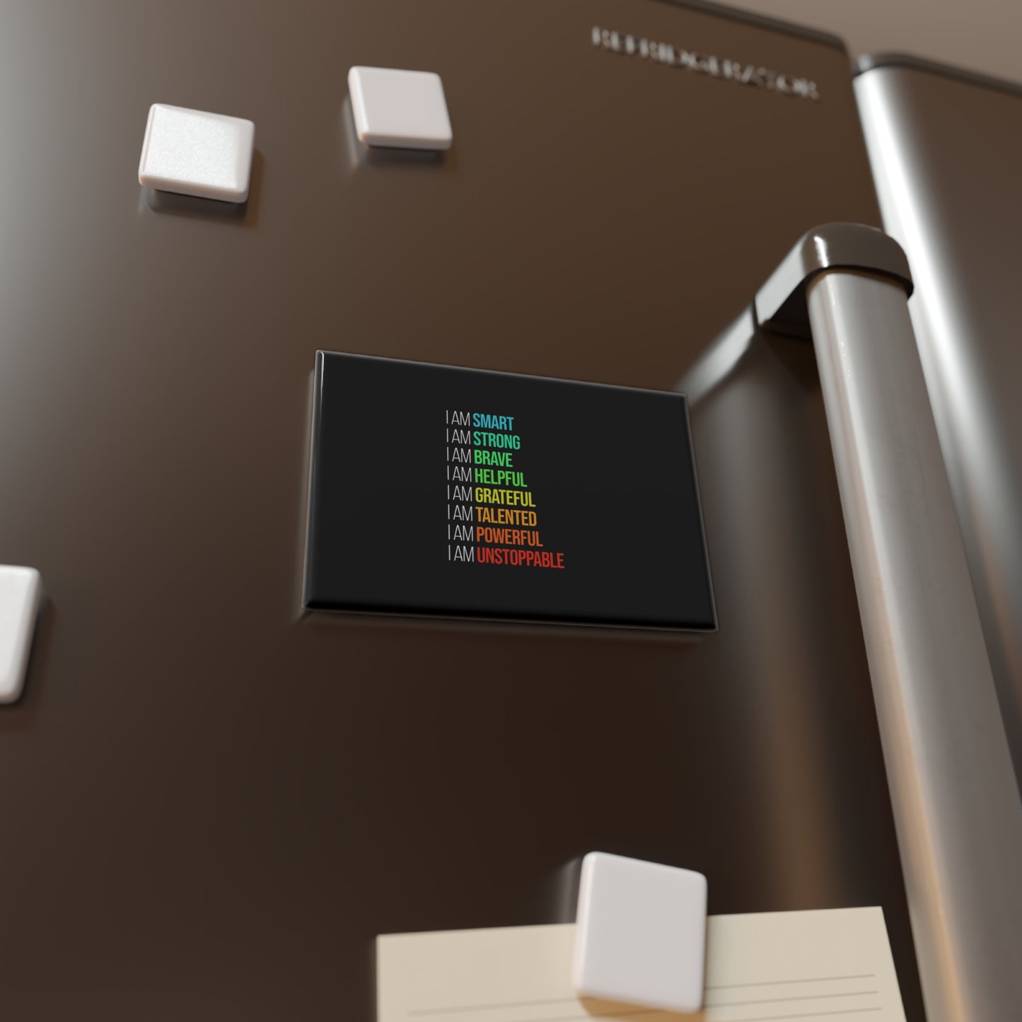 Rectangle Magnet — "I Am" Positive Affirmations (Smart, Strong, Brave, Helpful, Grateful, Talented, Powerful, Unstoppable)