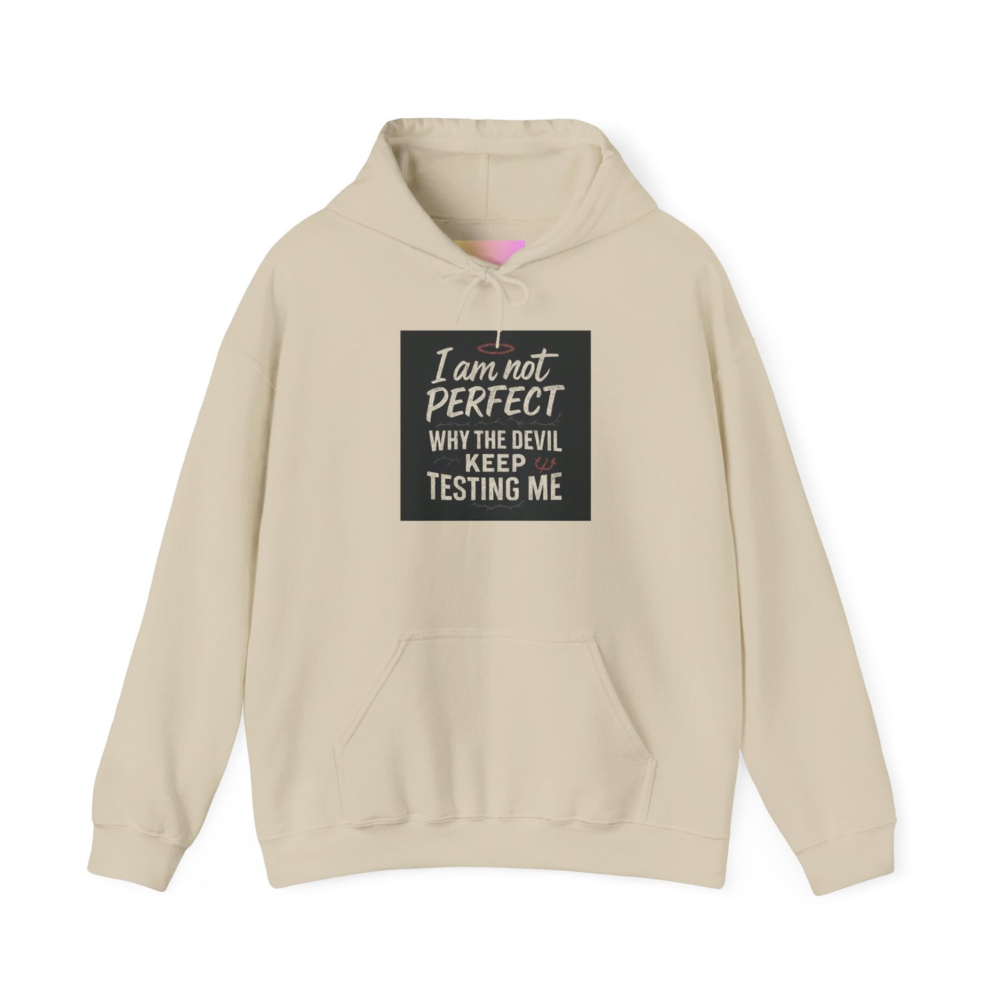 Humorous Hooded Sweatshirt - 'I am not PERFECT, why the devil keep testing me?' - Comfy Unisex Hoodie for Everyday Wear, Birthday [...]