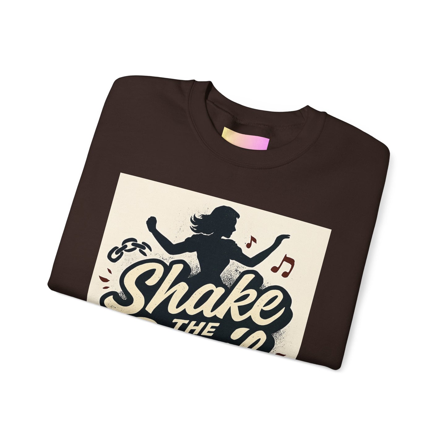 Crewneck Sweatshirt — "Shake the Devil Off" Retro Dance Graphic