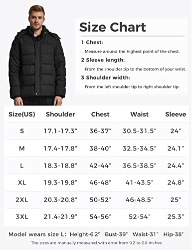 Wantdo Men's Hooded Winter Coat Warm Puffer Jacket Thicken Cotton Coat with Removable Hood