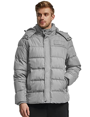 Wantdo Men's Hooded Winter Coat Warm Puffer Jacket Thicken Cotton Coat with Removable Hood