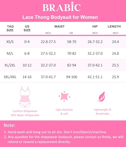 BRABIC Lace Bodysuit for Women Tummy Control Shapewear Sleeveless Tops V-Neck Backless Camisole Jumpsuit Shaper