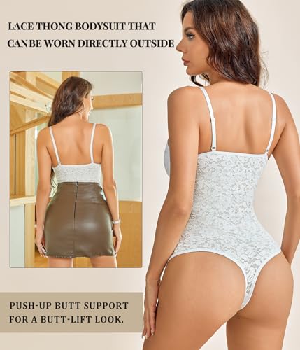 BRABIC Lace Bodysuit for Women Tummy Control Shapewear Sleeveless Tops V-Neck Backless Camisole Jumpsuit Shaper