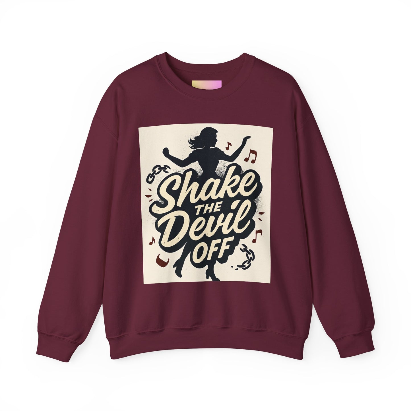 Crewneck Sweatshirt — "Shake the Devil Off" Retro Dance Graphic