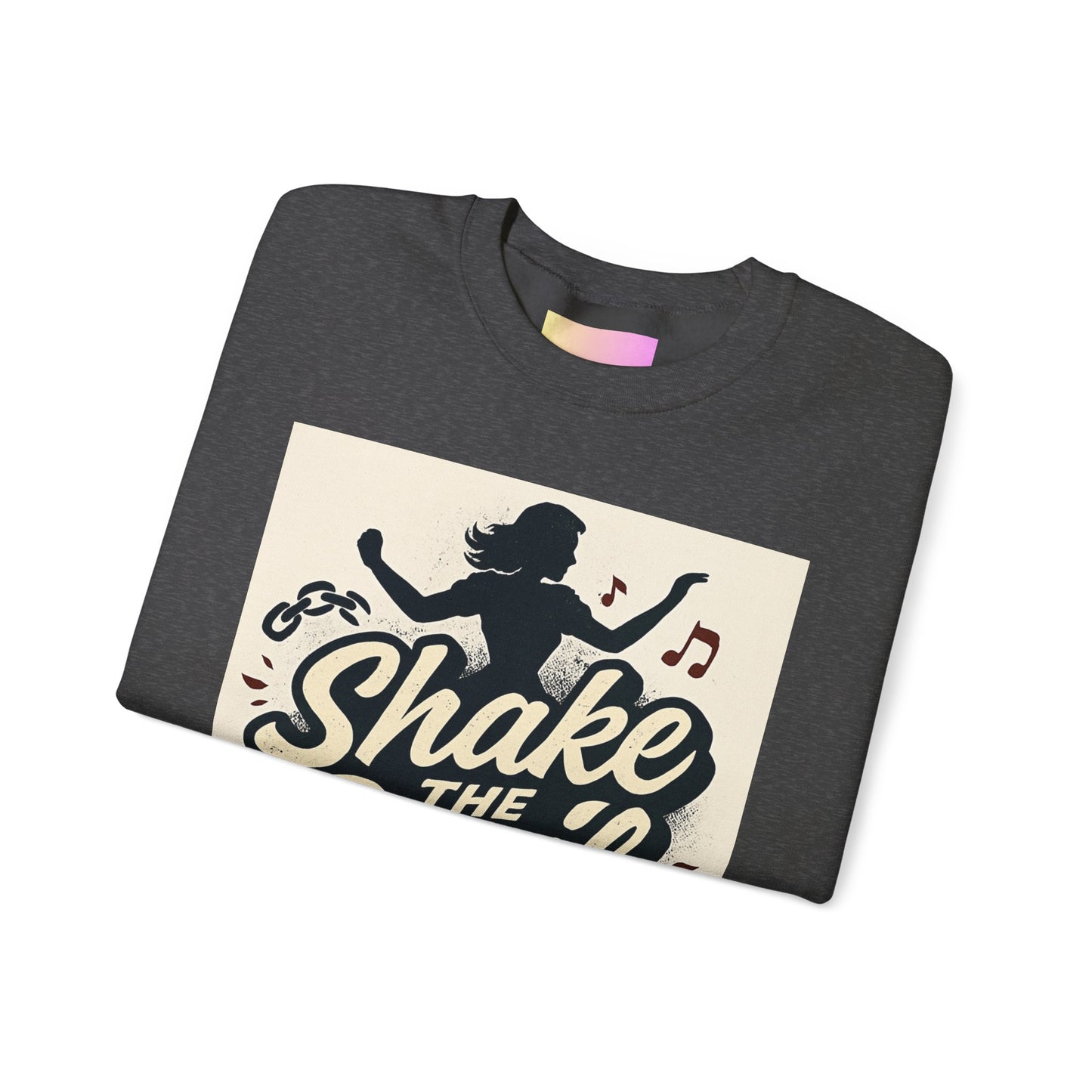 Crewneck Sweatshirt — "Shake the Devil Off" Retro Dance Graphic