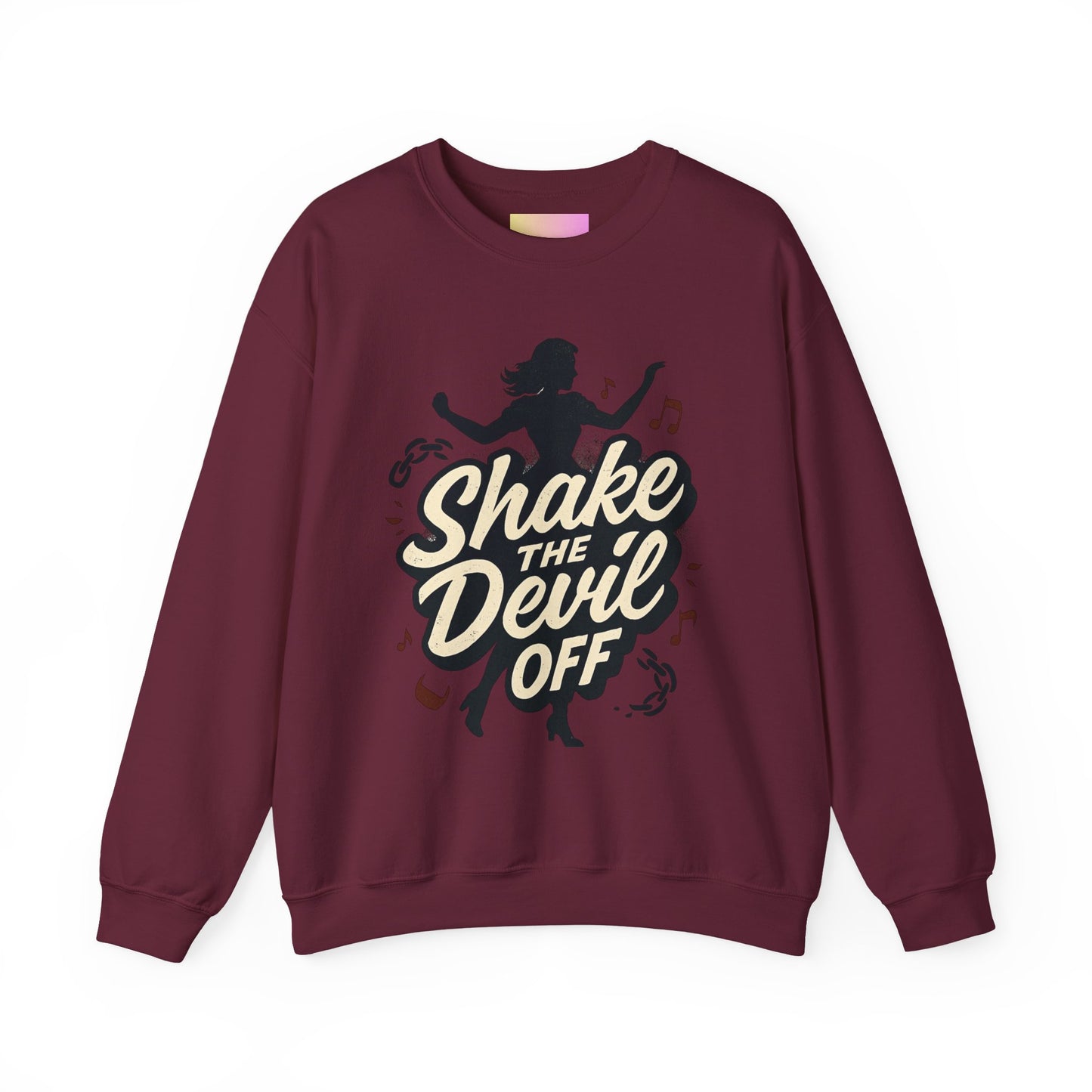 Crewneck Sweatshirt — "Shake the Devil Off" Retro Dance Graphic