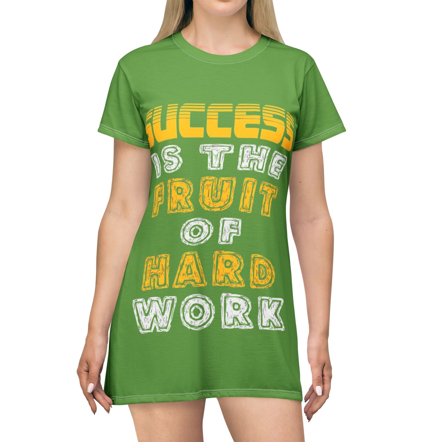 Inspirational 'Success Is The Fruit Of Hard Work' T‑Shirt Dress