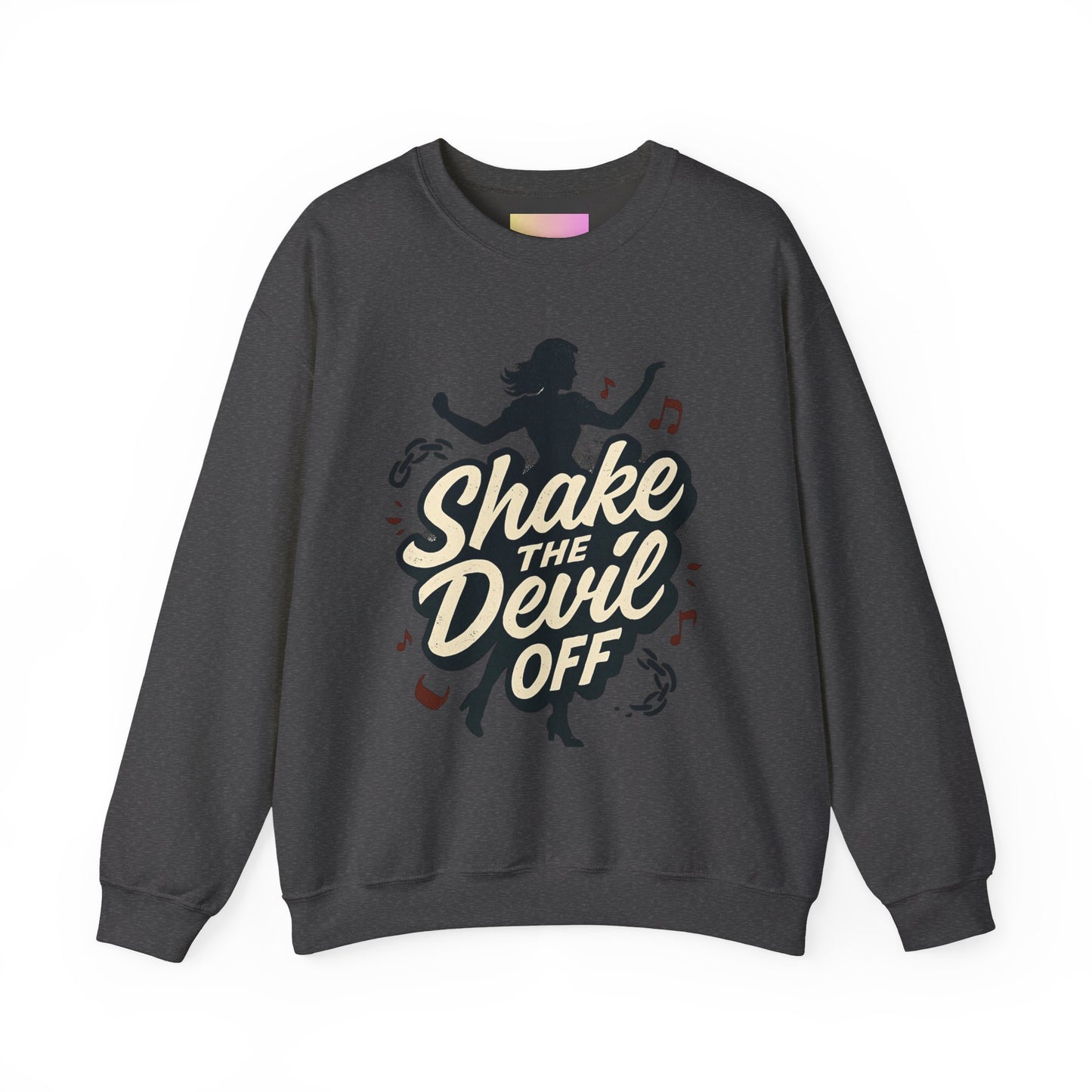 Crewneck Sweatshirt — "Shake the Devil Off" Retro Dance Graphic