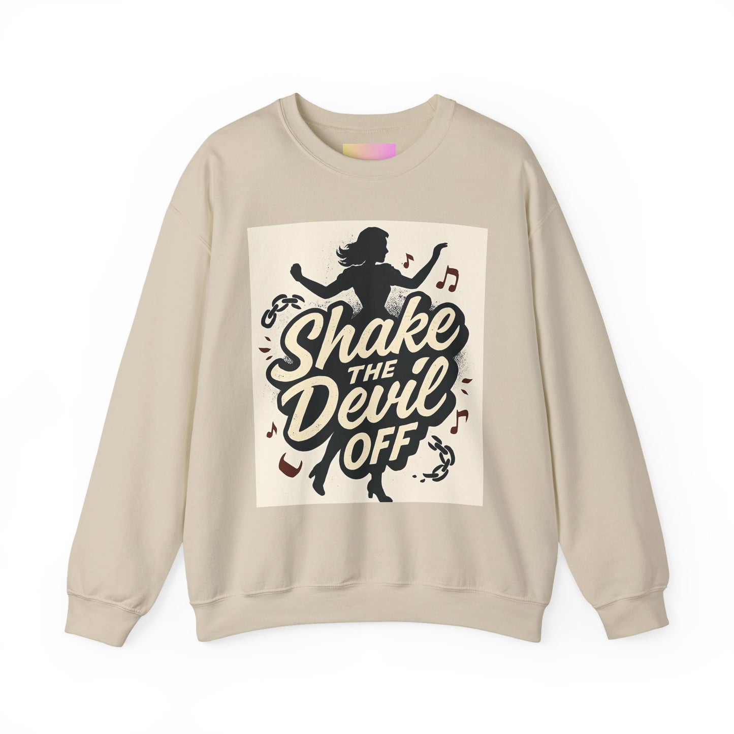 Crewneck Sweatshirt — "Shake the Devil Off" Retro Dance Graphic