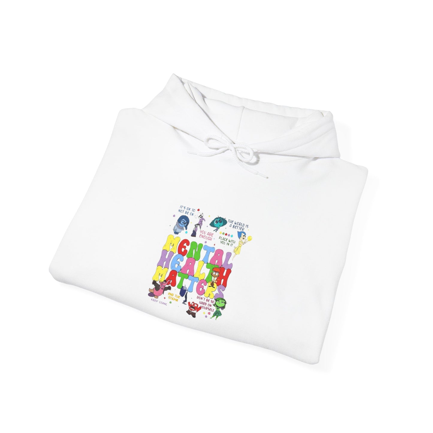 Mental Health Matters Hoodie — Colorful Awareness Pullover with Inspirational Back Quote