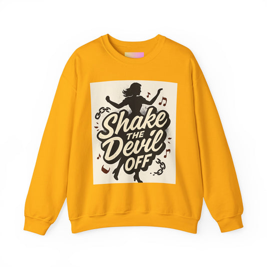 Crewneck Sweatshirt — "Shake the Devil Off" Retro Dance Graphic