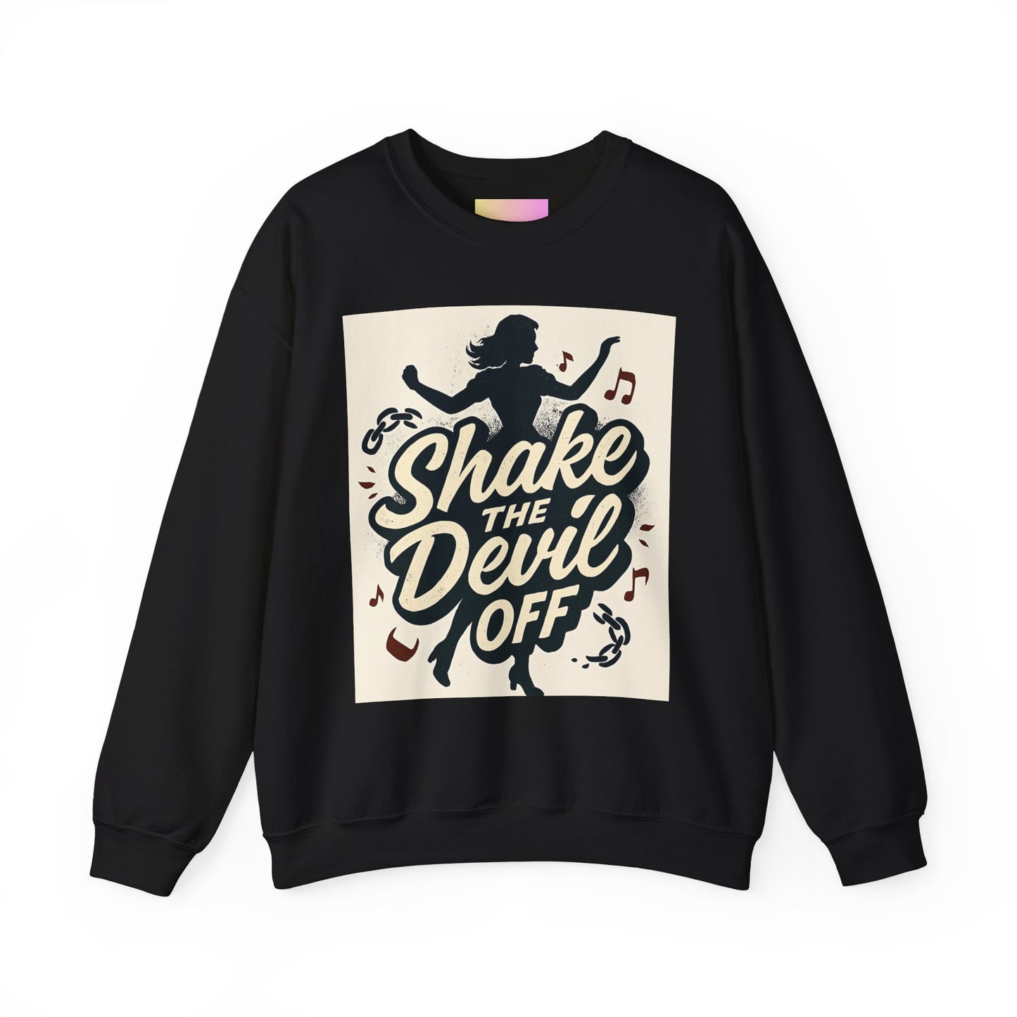 Crewneck Sweatshirt — "Shake the Devil Off" Retro Dance Graphic