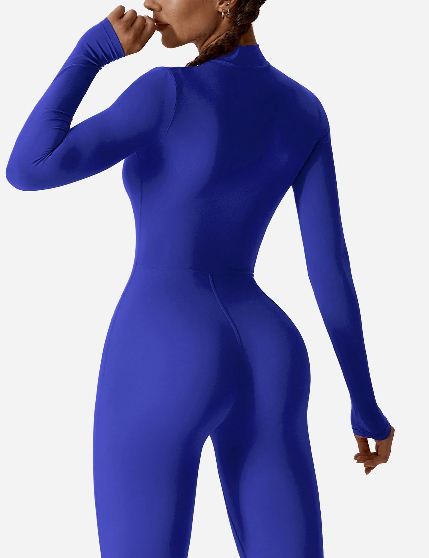 YEOREO Women Long Sleeve Workout Jumpsuit Zip Up Romper Bottom Pants Bodysuit Bodycon Sexy One Piece