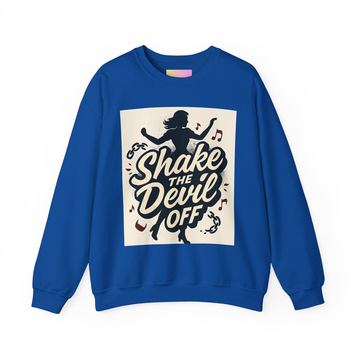 Crewneck Sweatshirt — "Shake the Devil Off" Retro Dance Graphic