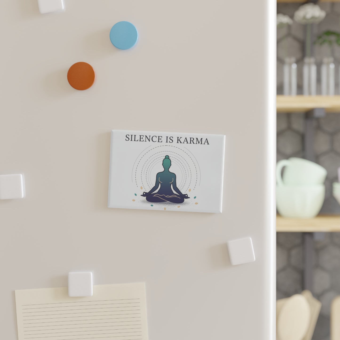 Silence Is Karma Meditation Rectangle Magnet