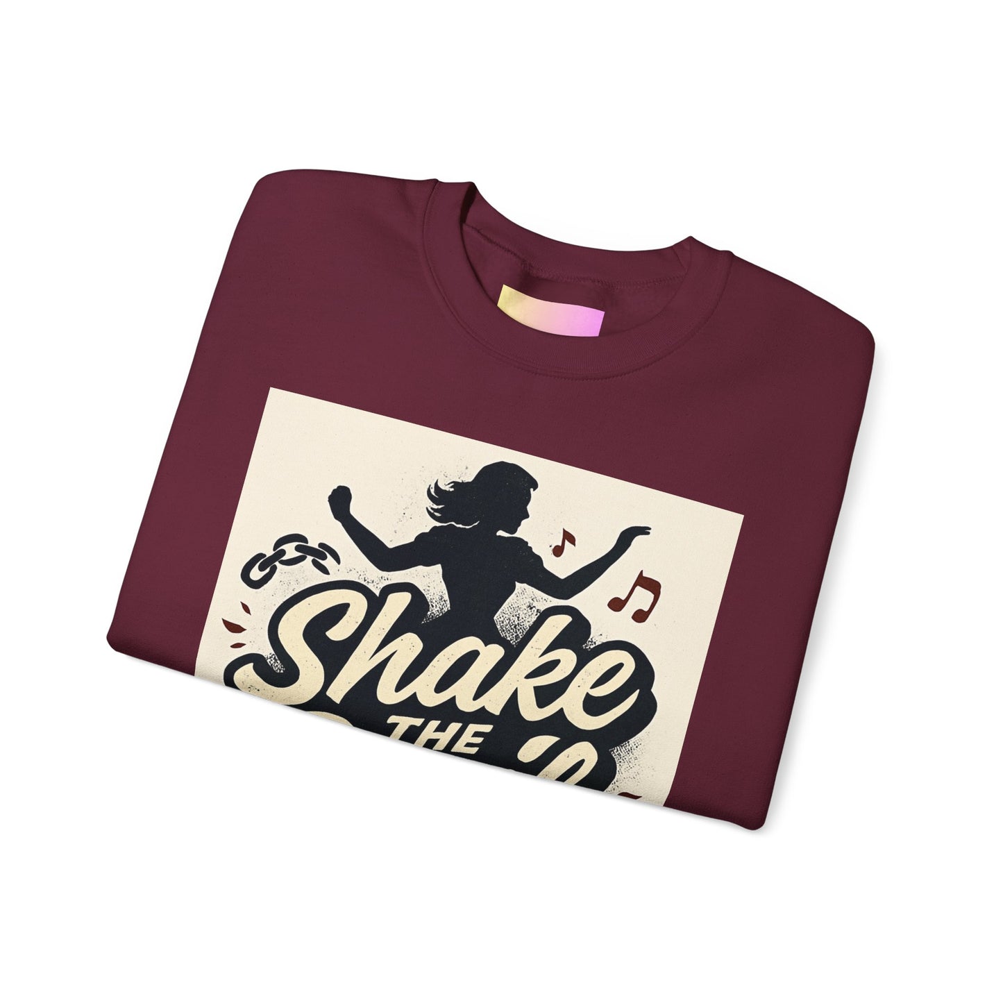 Crewneck Sweatshirt — "Shake the Devil Off" Retro Dance Graphic