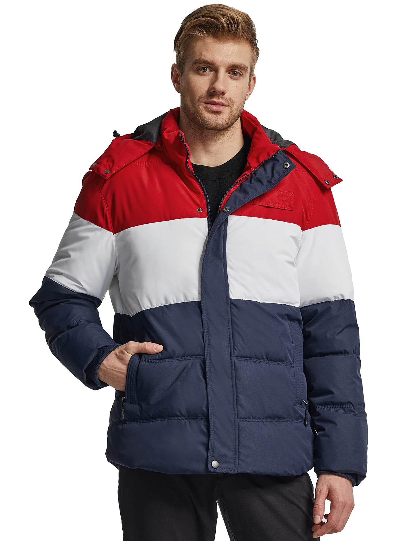 Wantdo Men's Hooded Winter Coat Warm Puffer Jacket Thicken Cotton Coat with Removable Hood