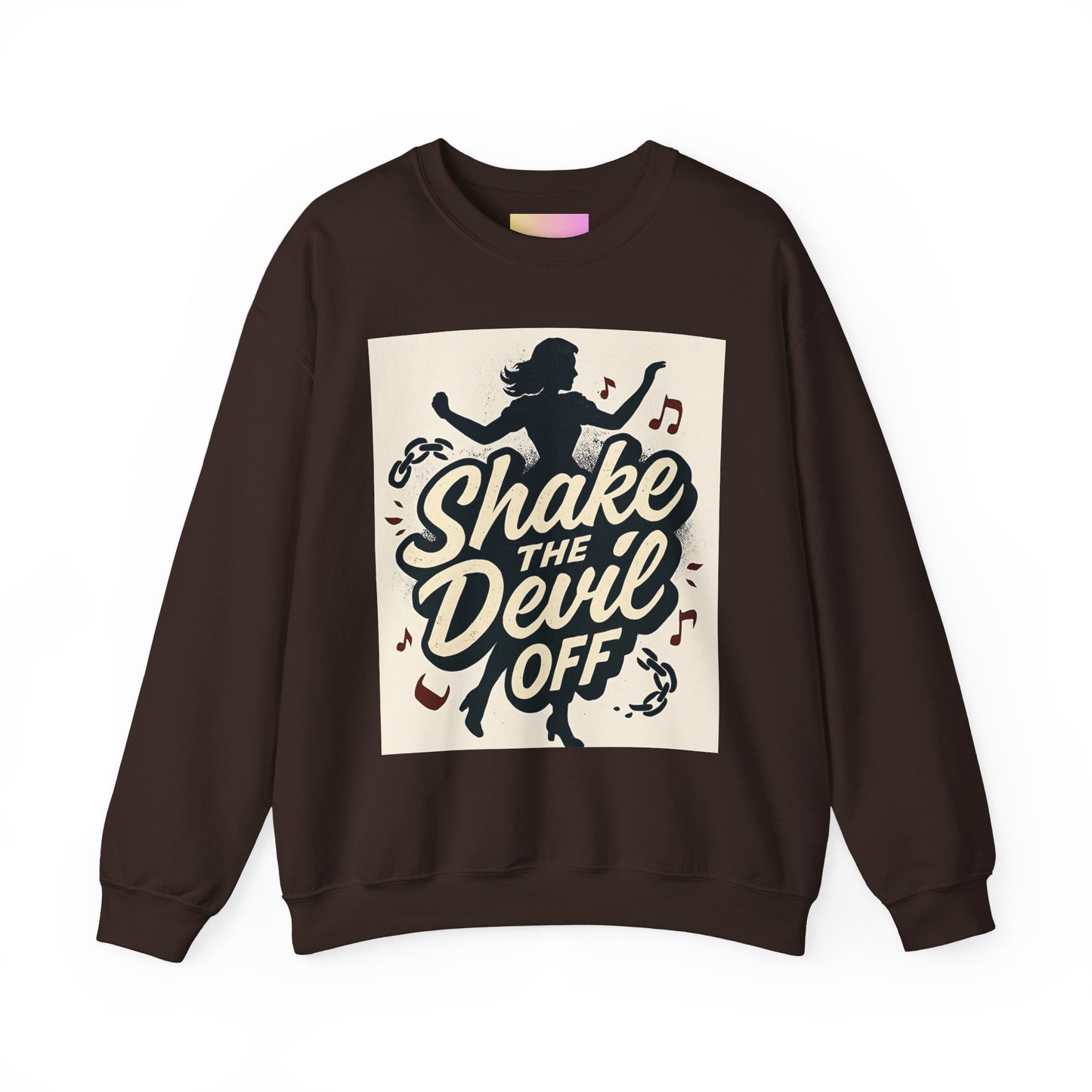 Crewneck Sweatshirt — "Shake the Devil Off" Retro Dance Graphic