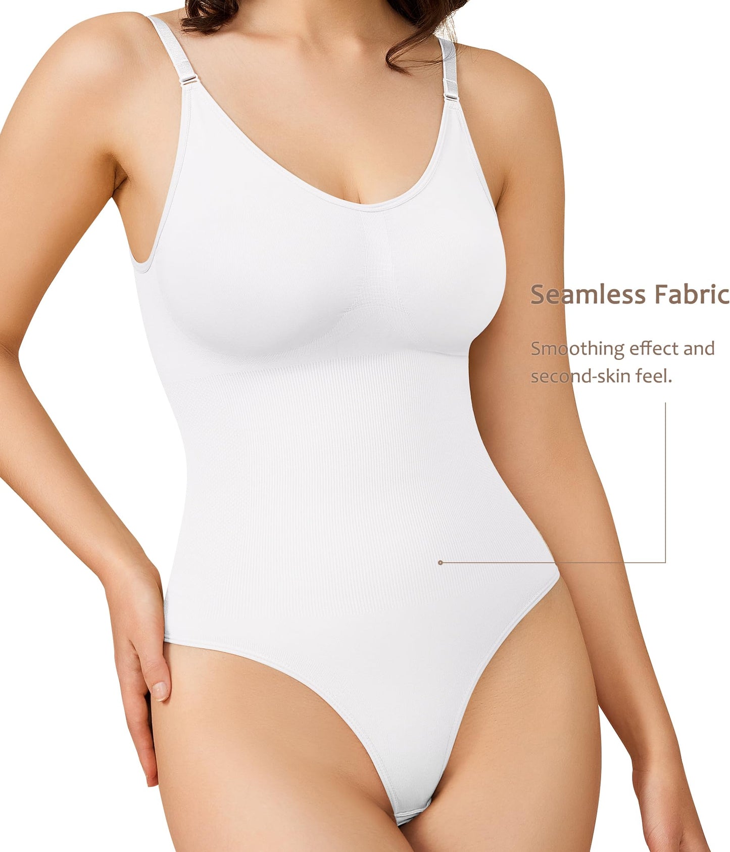 BRABIC Womens' Seamless Sleeveless V-Neck Bodysuit Shapewear Tummy Control