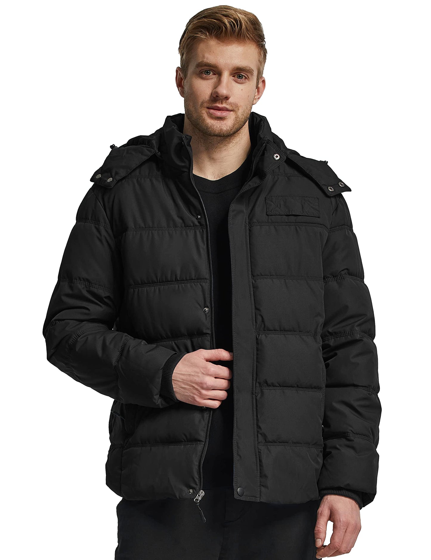 Wantdo Men's Hooded Winter Coat Warm Puffer Jacket Thicken Cotton Coat with Removable Hood