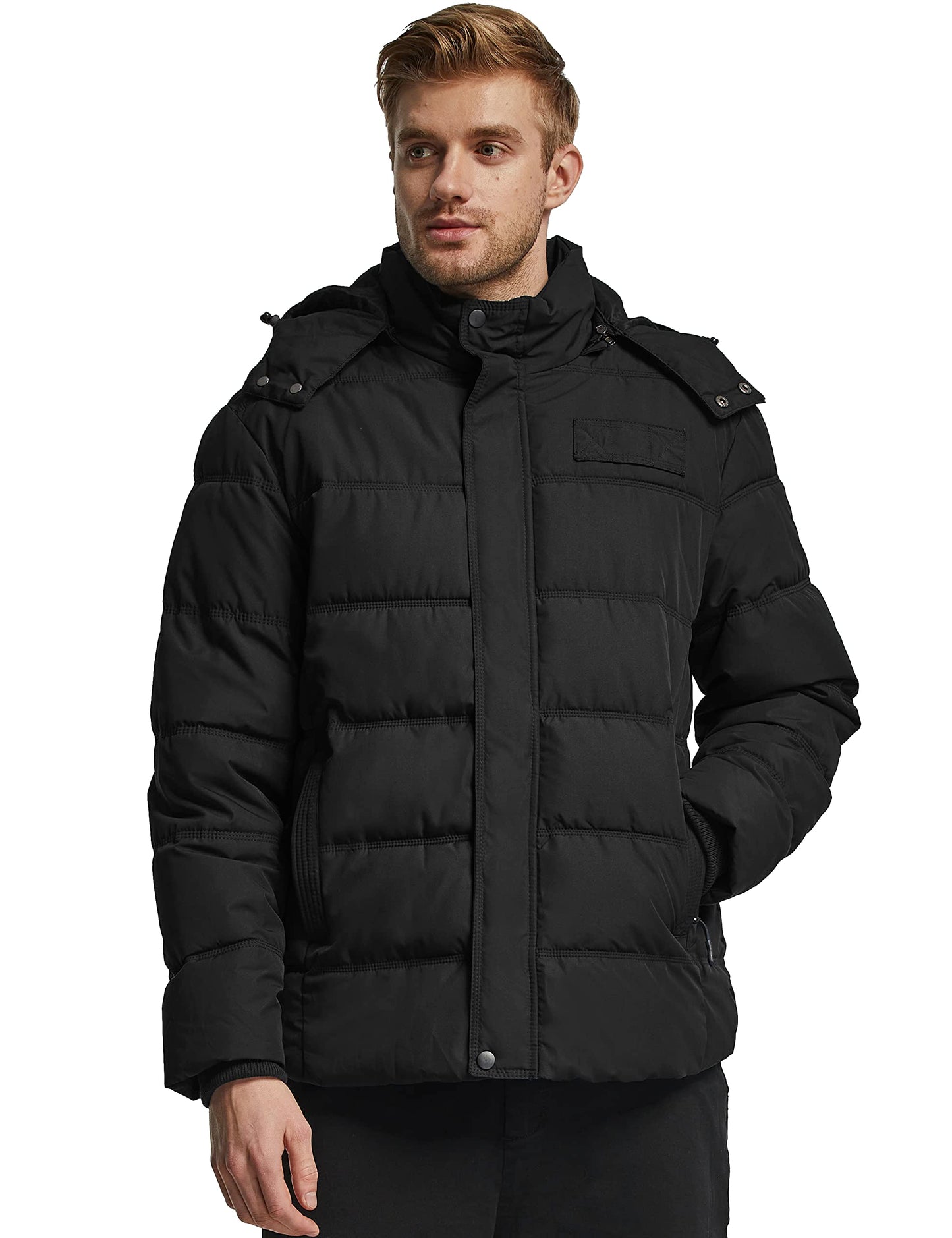 Wantdo Men's Hooded Winter Coat Warm Puffer Jacket Thicken Cotton Coat with Removable Hood