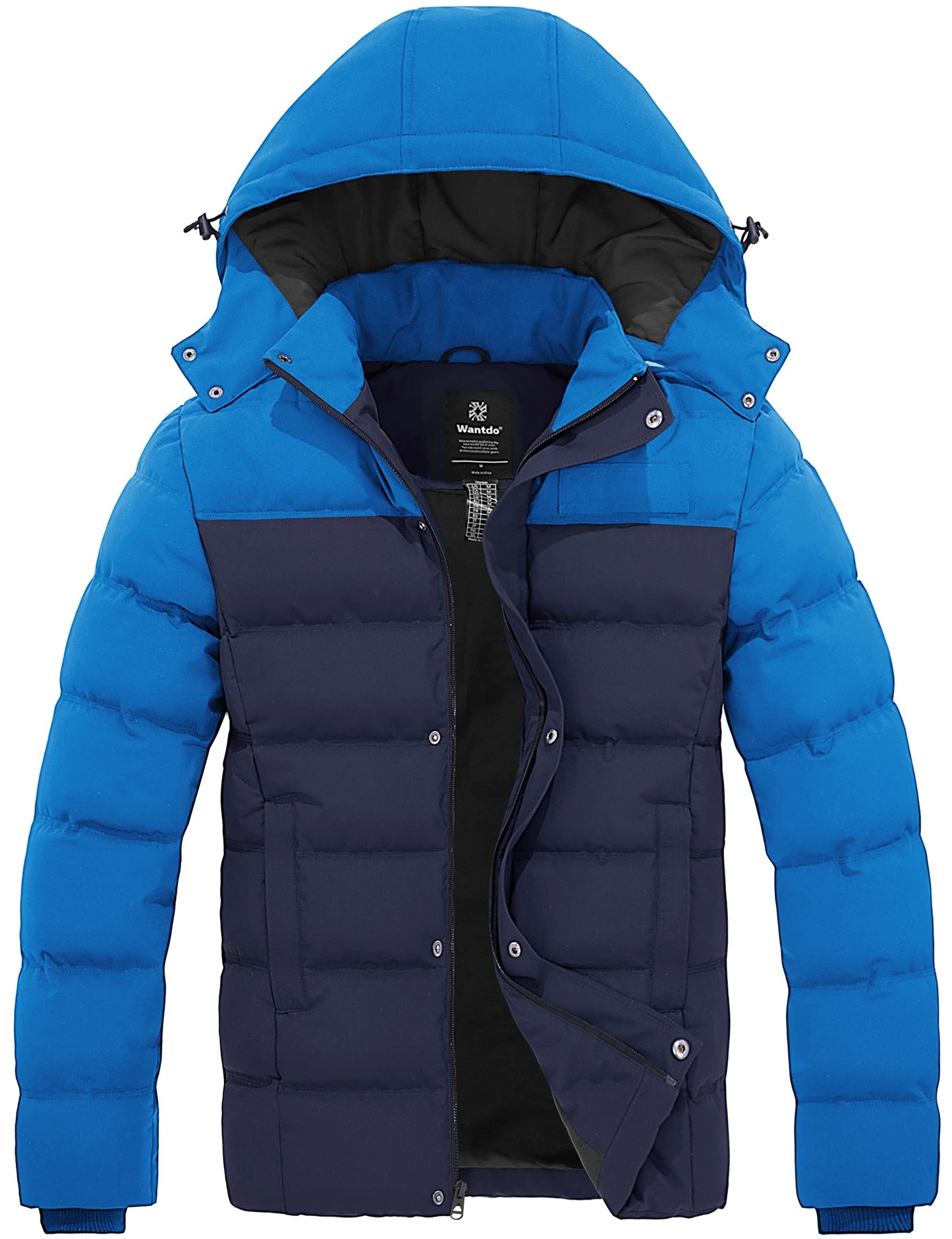 Wantdo Men's Hooded Winter Coat Warm Puffer Jacket Thicken Cotton Coat with Removable Hood