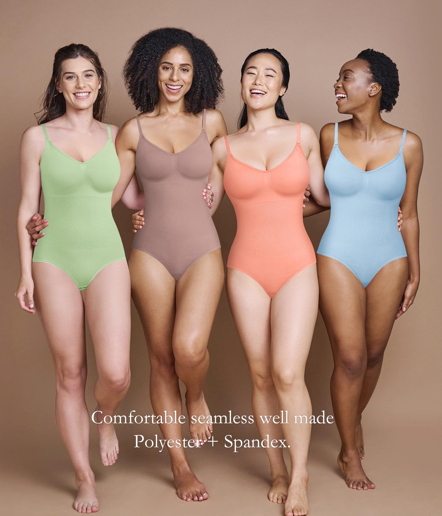 BRABIC Womens' Seamless Sleeveless V-Neck Bodysuit Shapewear Tummy Control